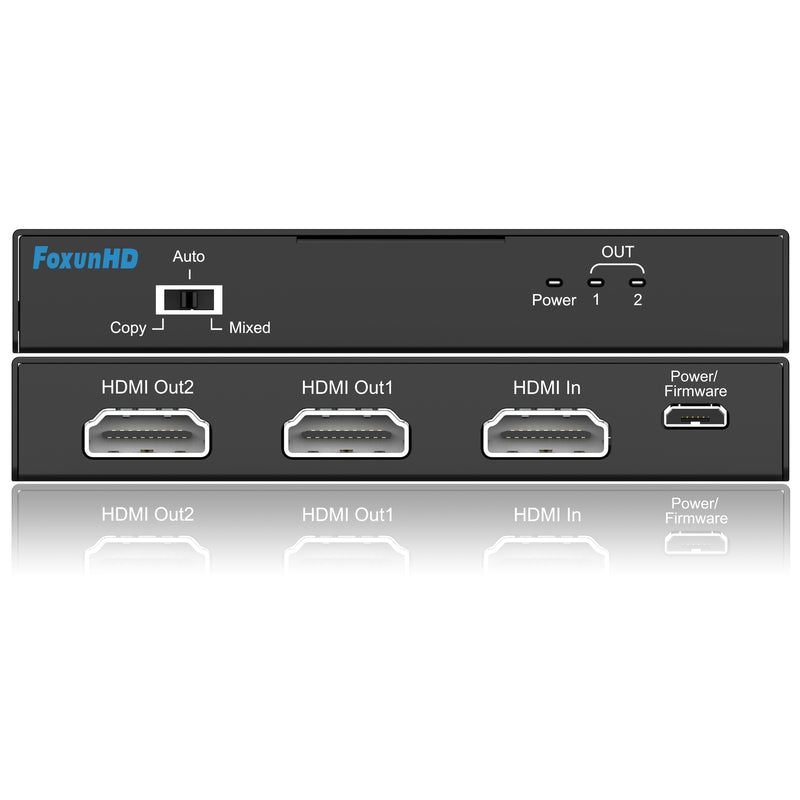 FoxunHD 1x2 HDMI Splitter - Support 4K@60HZ 4:4:4/Downscaler