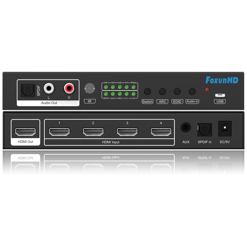 FoxunHD 4x1 HDMI Switch - Support 4K@60HZ 4:4:4 / Audio extraction /ARC/IR
