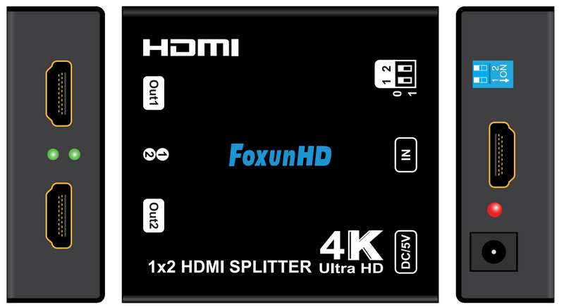FoxunHD 1x2 HDMI Splitter - Support 4K