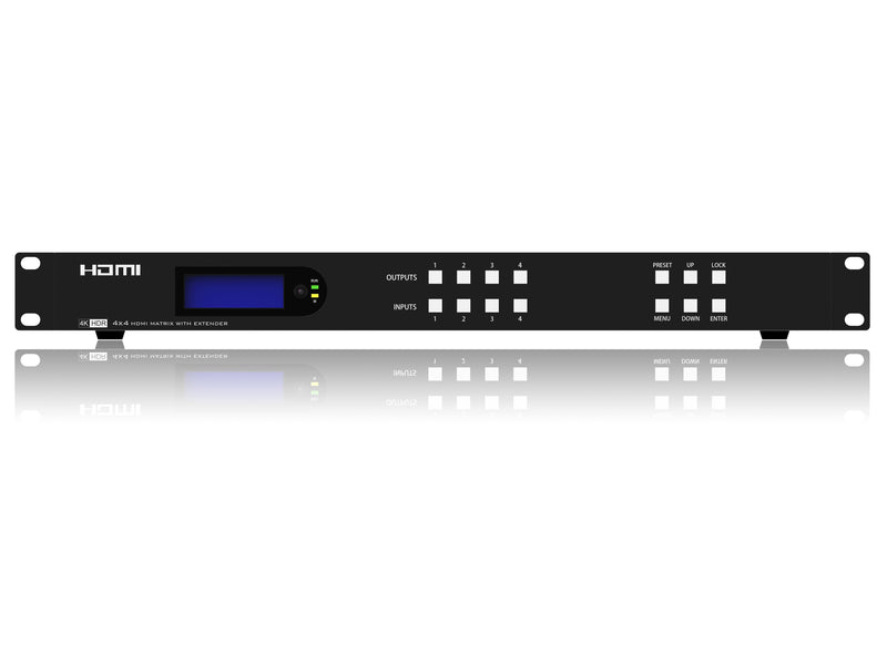 FoxunHD 4x4 HDMI Matrix Extender - support 70m 4K@60HZ 4:4:4/Loop out/Audio extraction/Control via front-panel button,IR,RS232,IP/POC/EDID SX-MX19