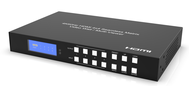 FoxunHD 4x4 HDMI Seamless Matrix  - support 4K@60HZ 4:4:4 &  Videowall & Multiviewer/ Audio Extraction/ HDCP2.2/EDID/Control via panel button, Remote Control, RS232 Control, IP SX-SMX47