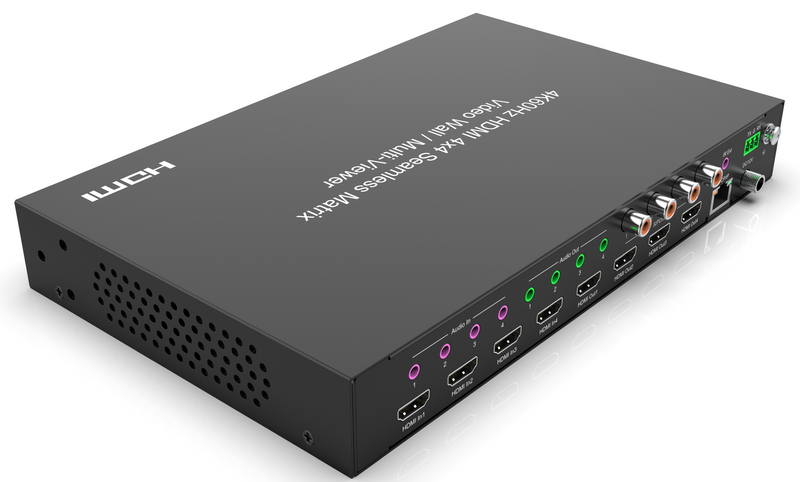FoxunHD 4x4 HDMI Seamless Matrix  - support 4K@60HZ 4:4:4 &  Videowall & Multiviewer/ Audio Extraction/ HDCP2.2/EDID/Control via panel button, Remote Control, RS232 Control, IP SX-SMX47