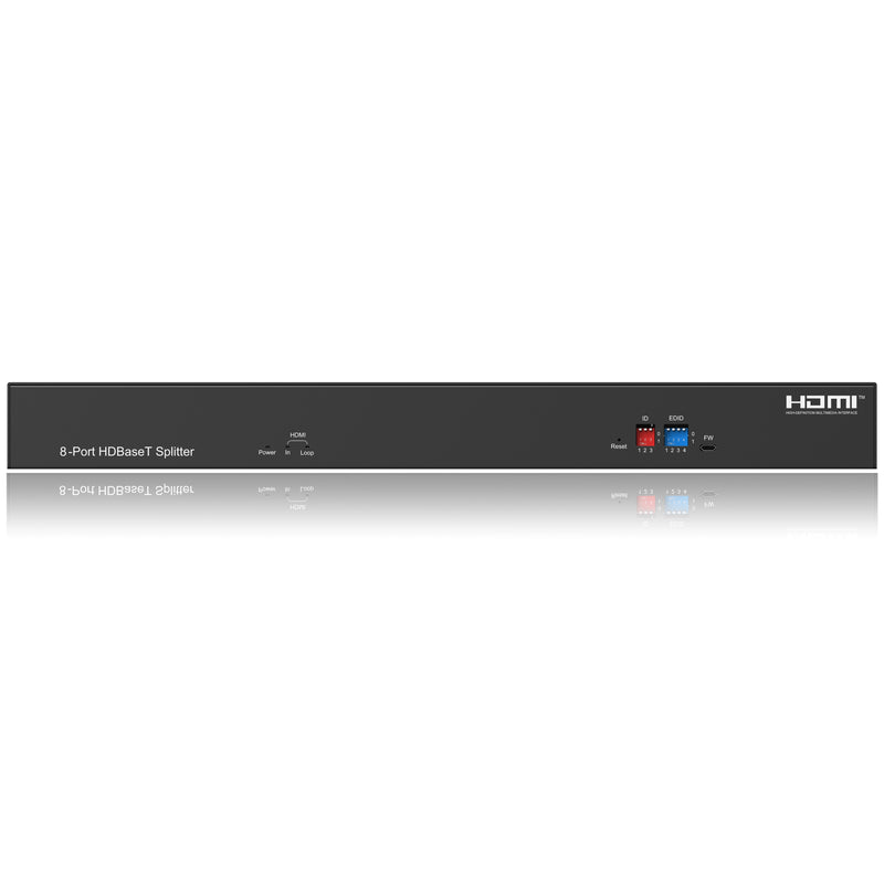 FoxunHD 1x8 HDBaseT Splitter extender- Support 40m(130ft) 4K@60HZ 4:4:4, 70m(230ft) 1080P/Loopout/IR/POC/Downscaler  SX-SPH06