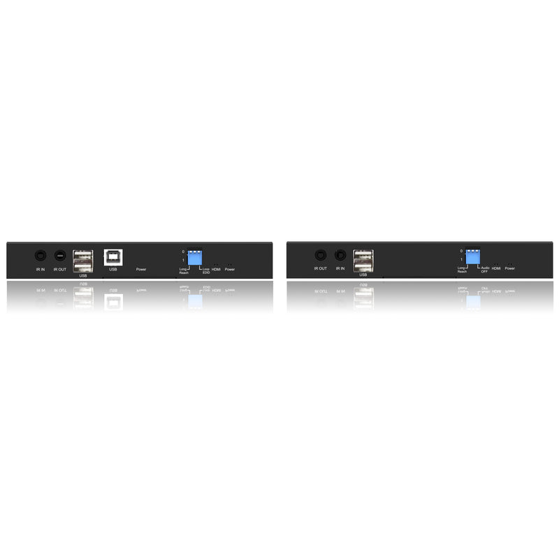 FoxunHD HDBaseT Extender with KVM - Support 100m(330ft)4K@60HZ 4:4:4, 150m(500ft)1080P/Loop out/USB2.0/Bi-directional IR/POC/RS232/ Audio extraction SX-EX55